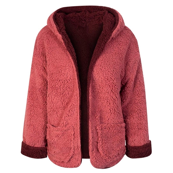 New Faux Fur Reversible Teddy Bear hooged Jacket - Picture 4 of 8